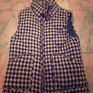Navy gingham quilted vest